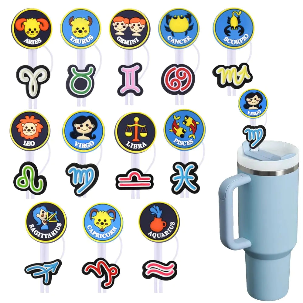 Zodiac Silicone Straw Covers β 12pcs for Stanley Cups ββ¨