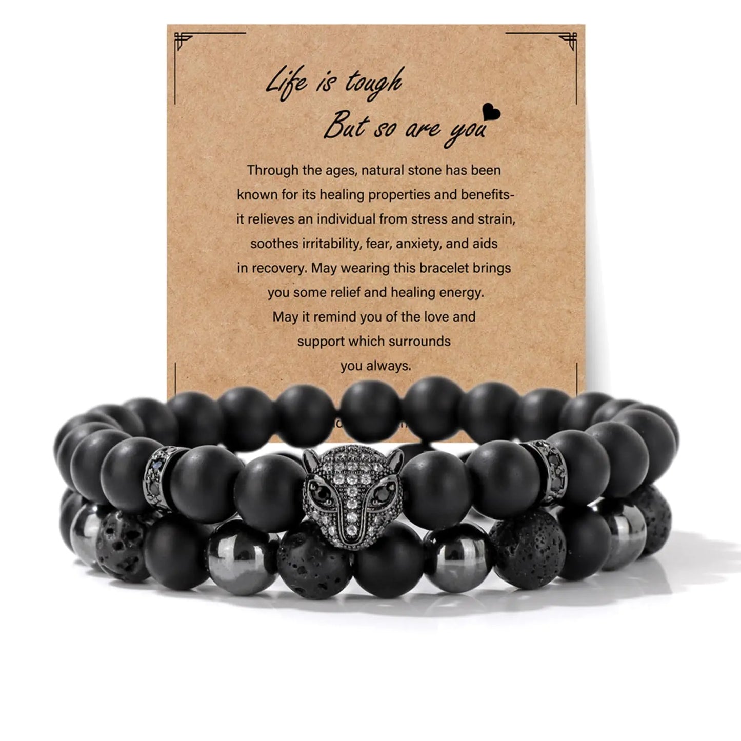 Triple Protection Bracelet – Obsidian Hematite Lava Beads