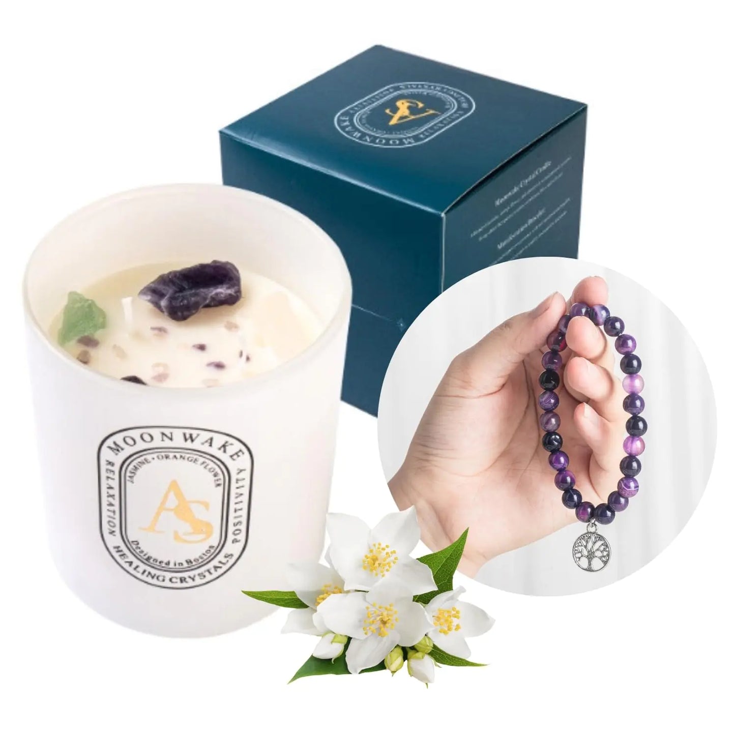 Healing Crystal Candle Set โ Self Love for All Zodiac Signs