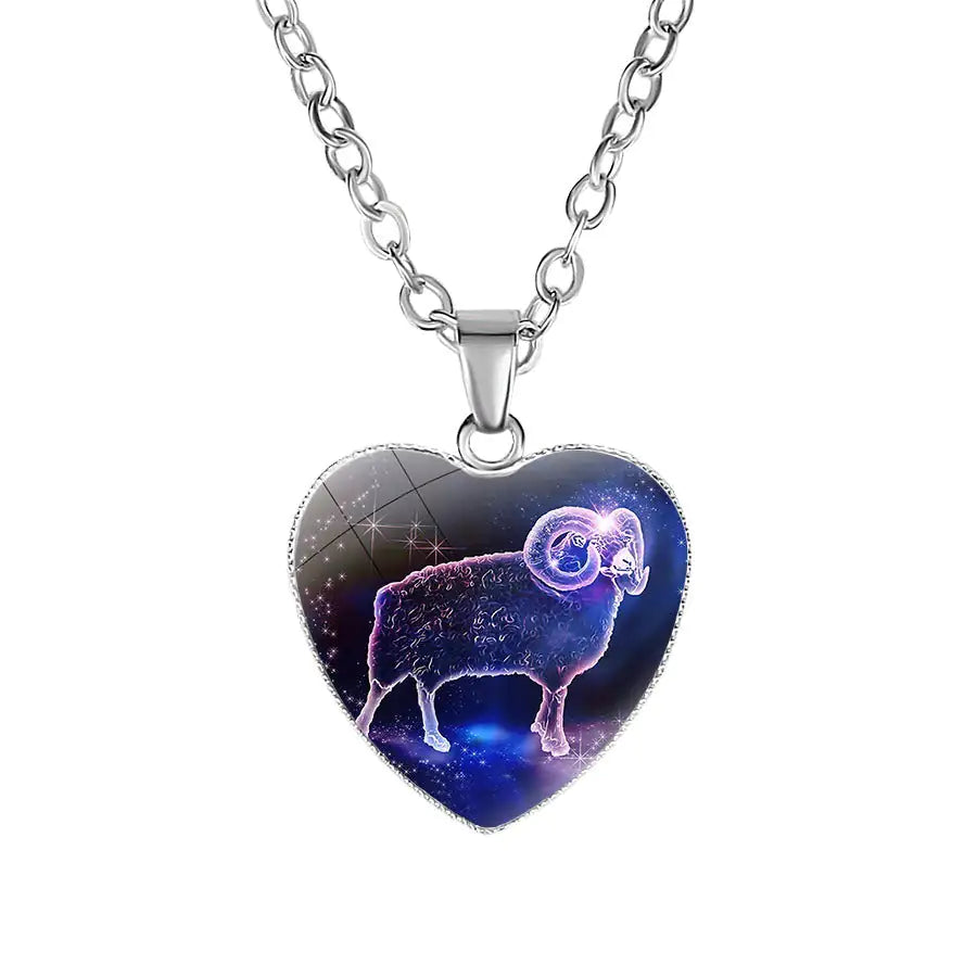Zodiac Heart Pendant Necklace – Romantic Gift for Her ♡