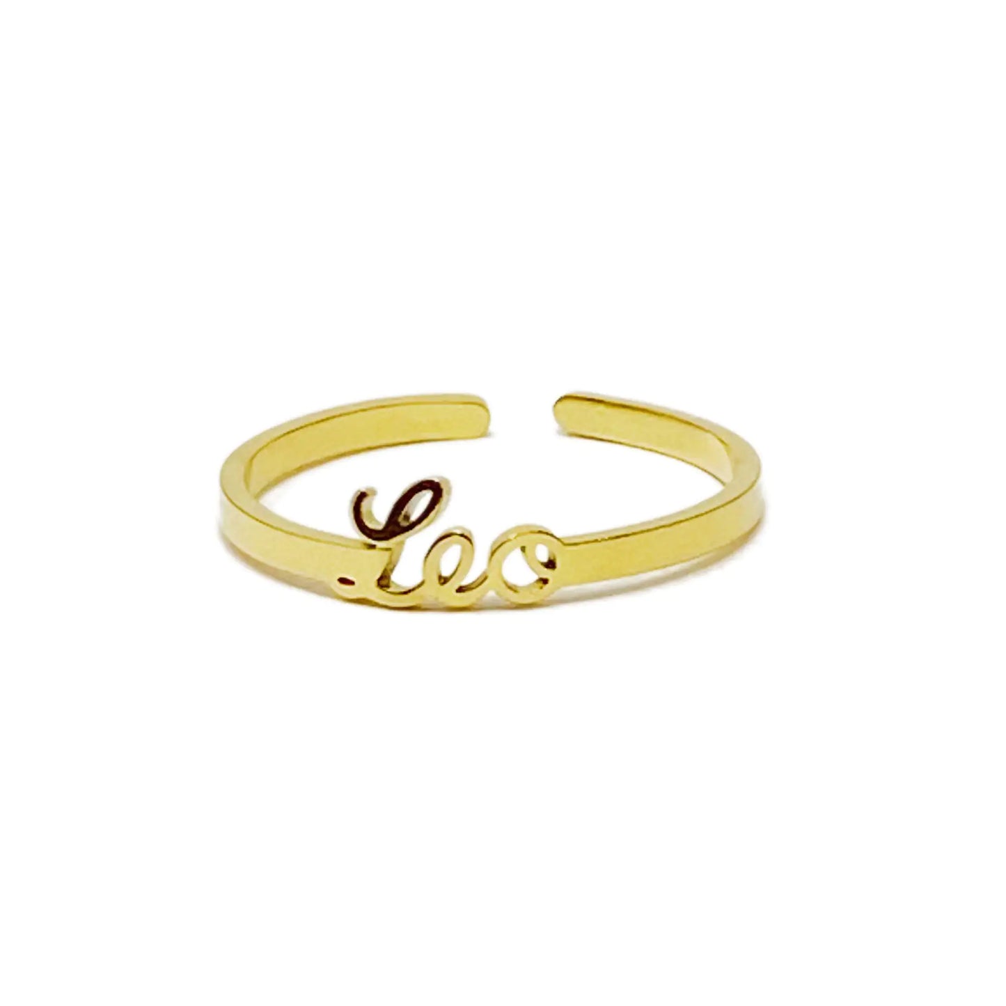 Scripted Zodiac Ring – Adjustable 18K Gold Astrology Band ♍