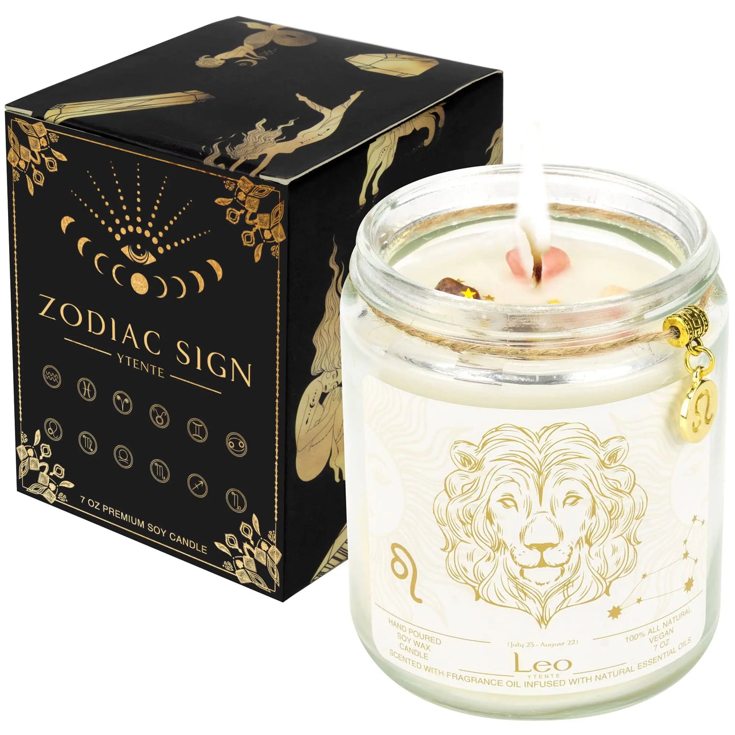 Leo Zodiac Crystal Candle โ Lavender Gift for Leos ๐ฎ๐ฏ๏ธ