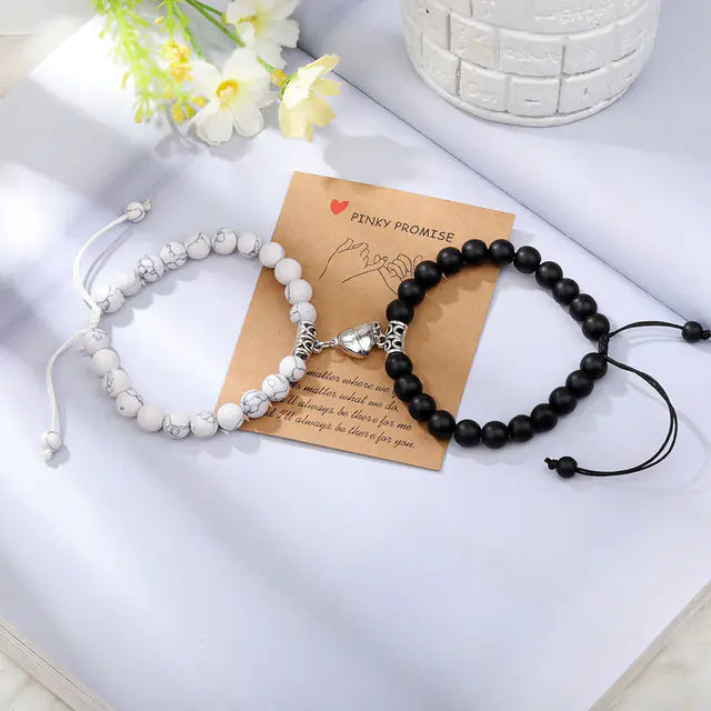 Magnetic Couple Bracelets β Natural Stone Love Gift π«