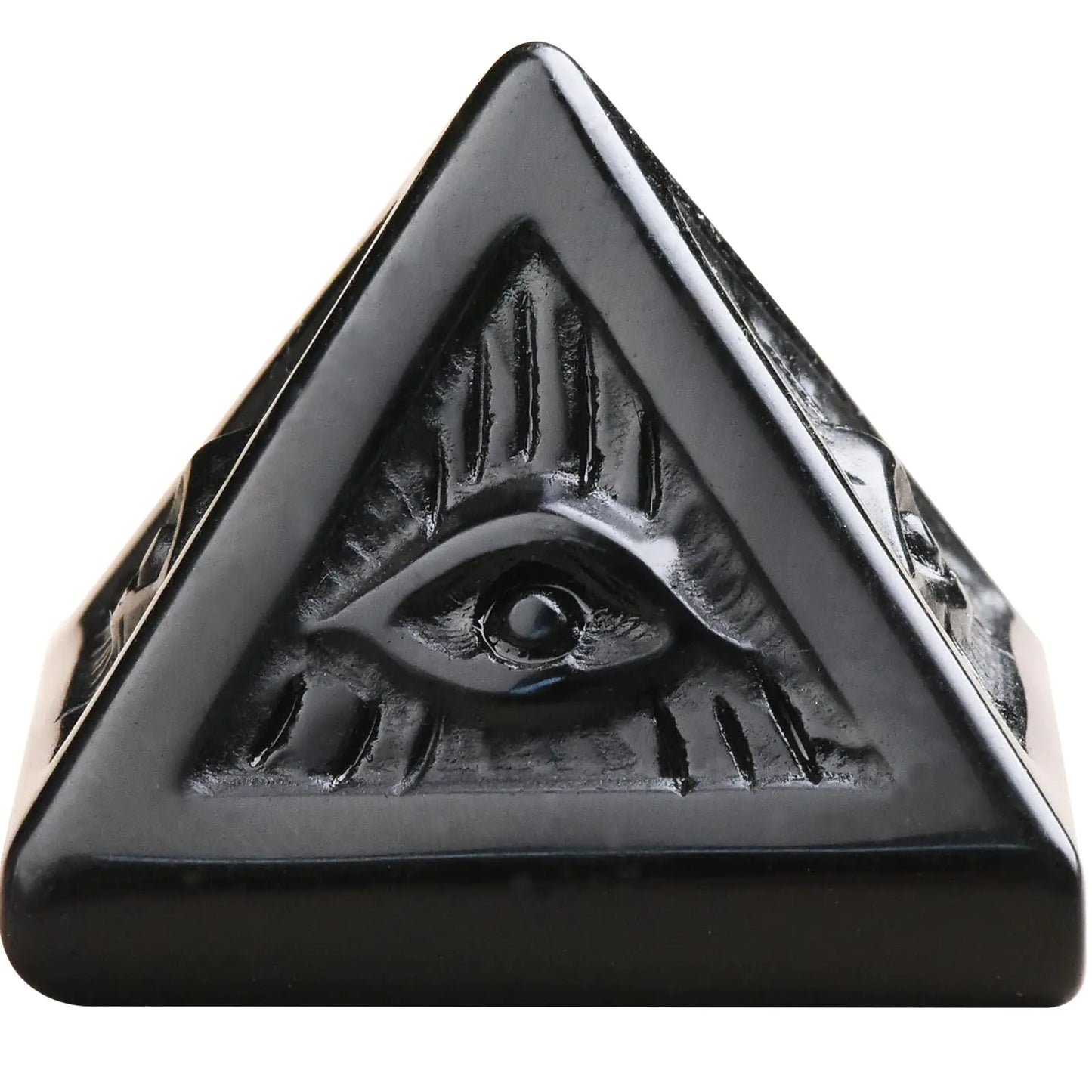 Obsidian Evil Eye Pyramid โ Chakra Balance & Protection