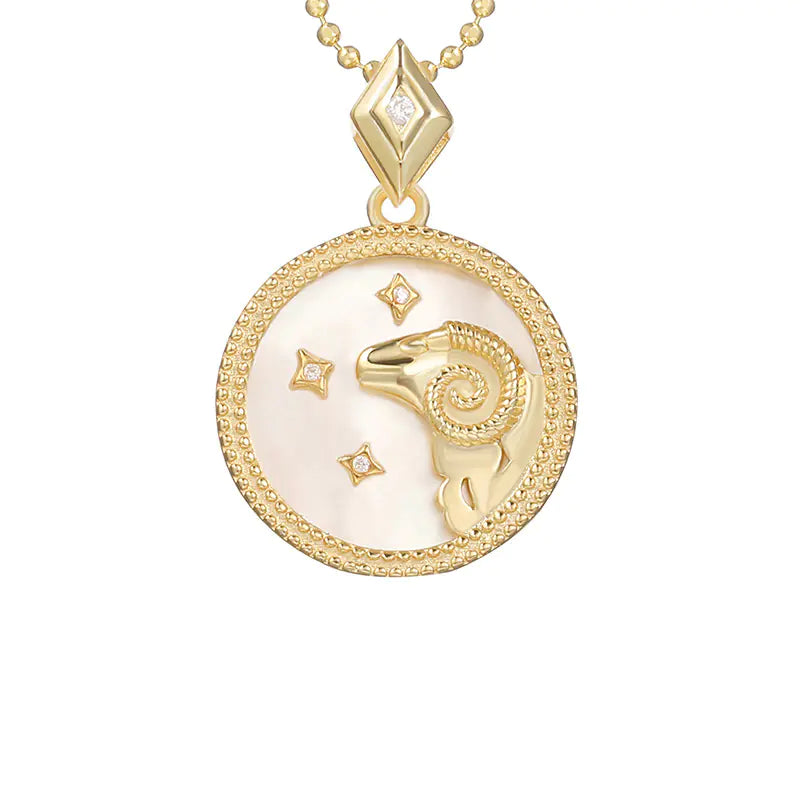 925 Silver Zodiac Necklace with Mother of Pearl Charm