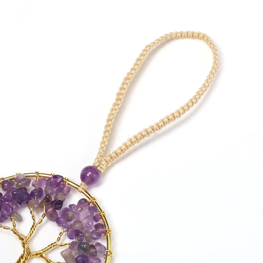 Colorful Natural Crystal Chakra Tree Pendant β Energy Healing