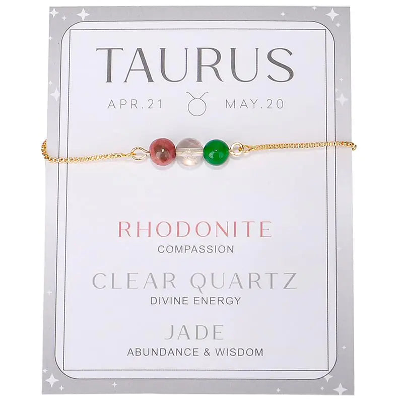 Taurus Zodiac Crystal Bracelet – Natural Gemstone Beads ♉