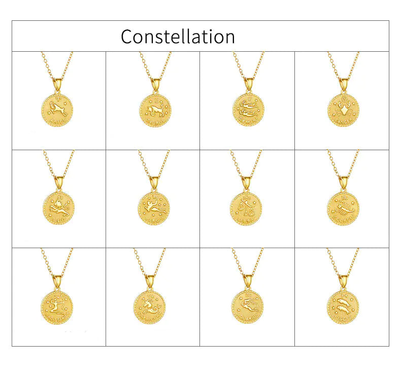 Custom Zodiac Coin Necklace – Engraved Pendant Gift