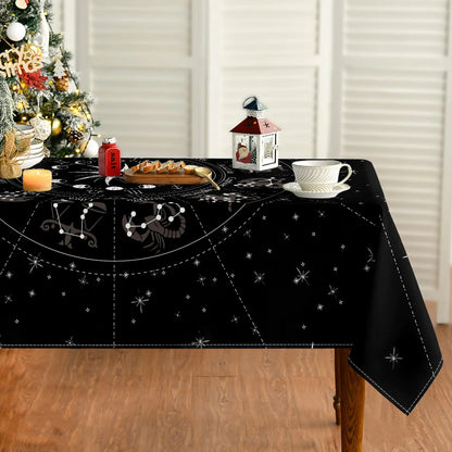Zodiac Tarot Altar Tablecloth – 60" Black Witch Decor ✨