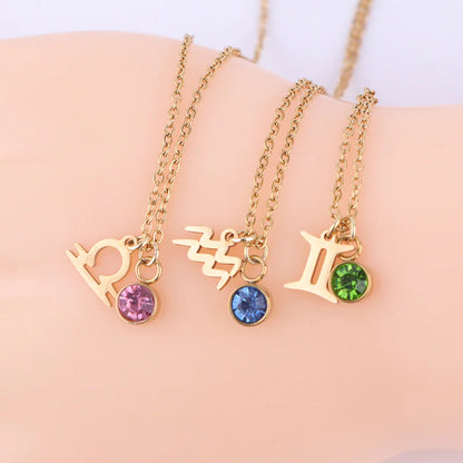 Zodiac Birthstone Necklace – Gold Astrology Gift ✨