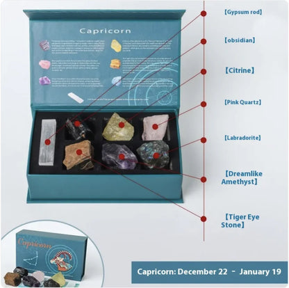 Zodiac Crystal Stone Set – 12 Sign Healing Gift Box ✨