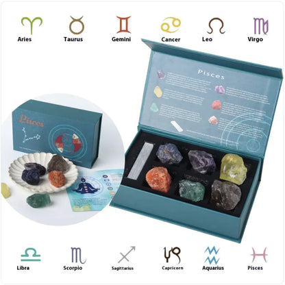 Zodiac Crystal Stone Set – 12 Sign Healing Gift Box ✨