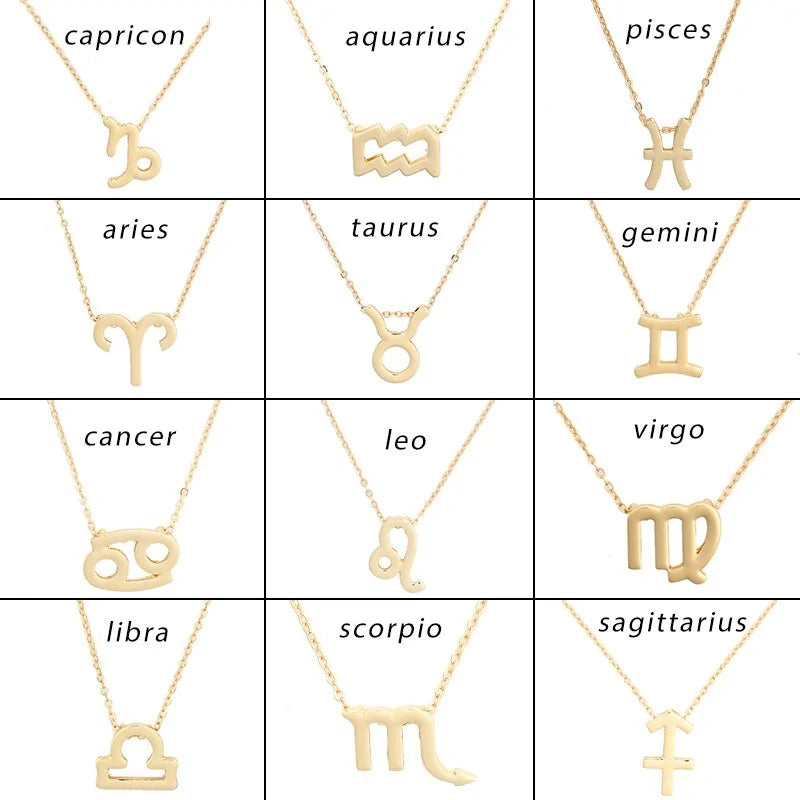 Gold Zodiac Pendant Necklace – Choose Your Star Sign ✨