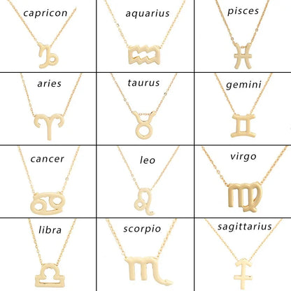 Gold Zodiac Pendant Necklace – Choose Your Star Sign ✨
