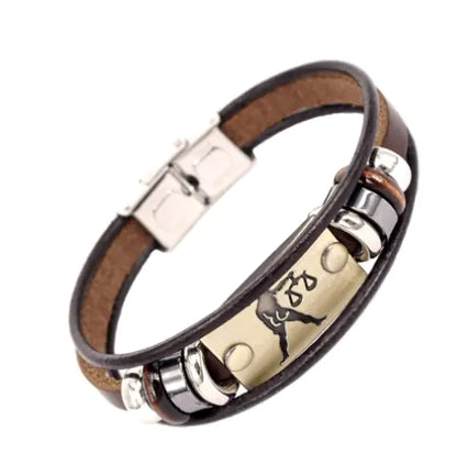 Zodiac Leather Bracelet – Adjustable Astrology Sign Gift