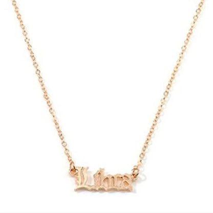 Old English Zodiac Necklace – Gold Sign Pendant Trend 💛