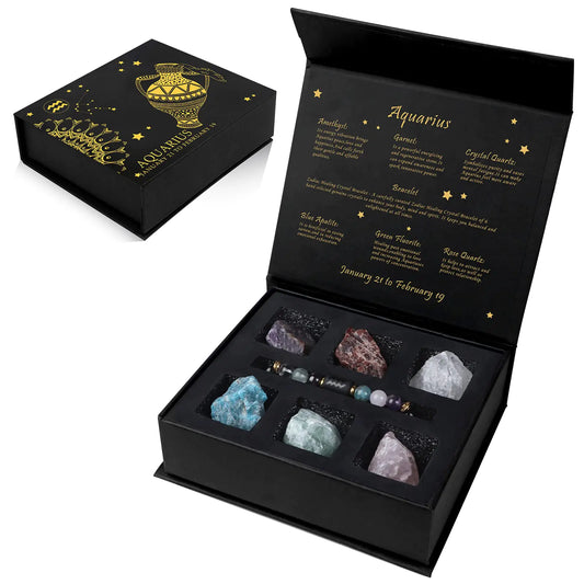 Aquarius Zodiac Crystal Set – Healing Stones & Bracelet ♒