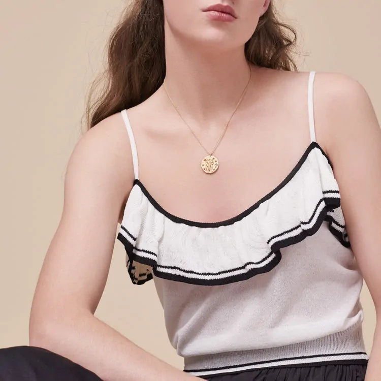 Zodiac Coin Pendant Necklace – Gold Disk Astrology Jewelry ✨