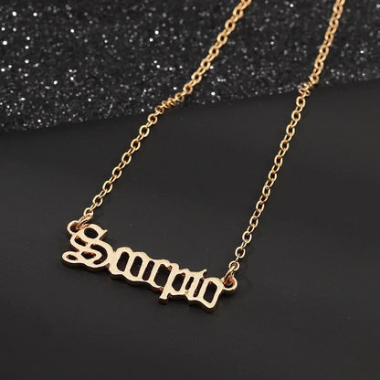 Old English Zodiac Necklace – Gold Sign Pendant Trend 💛