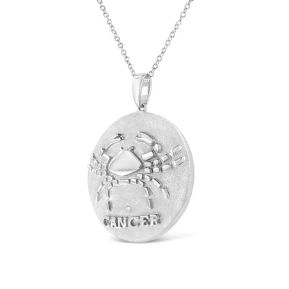 Cancer Zodiac Necklace – Sterling Silver with Diamond 💎