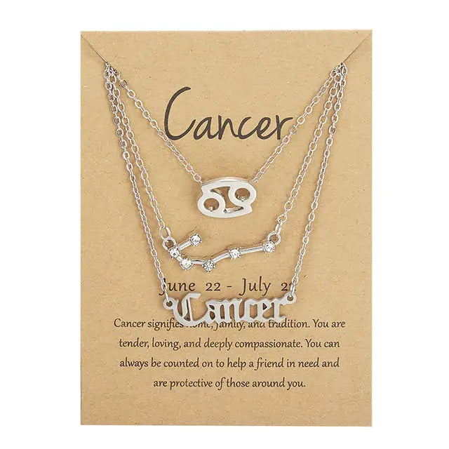 Zodiac Sign Necklace – 12 Astrology Pendants with Card ✨