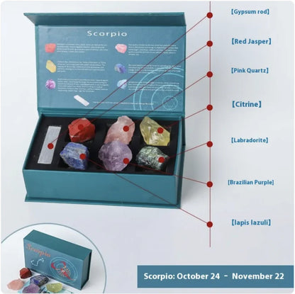 Zodiac Crystal Stone Set – 12 Sign Healing Gift Box ✨