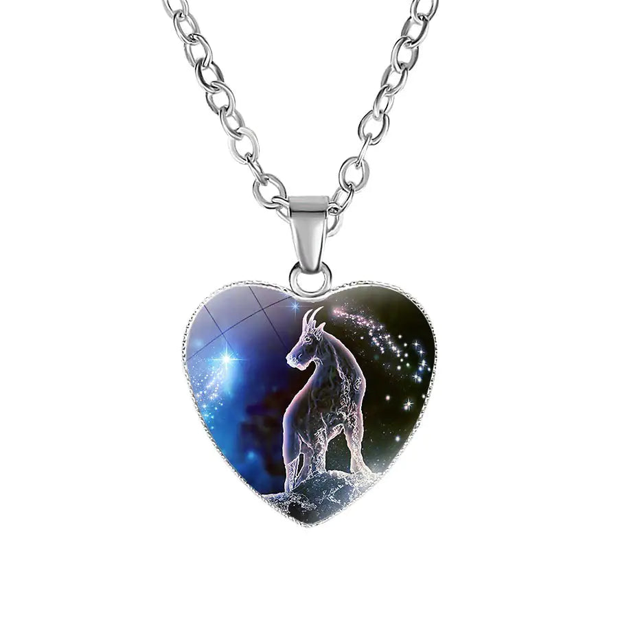 Zodiac Heart Pendant Necklace – Romantic Gift for Her ♡
