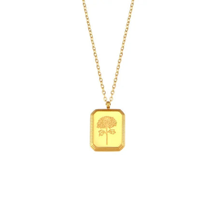 Flower Birthstone Necklace – Gold Plated, Waterproof ✨