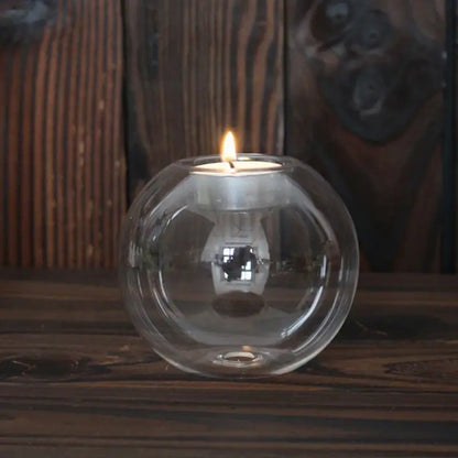 Transparent Glass Candle Holder – Elegant Home Decor 🫧