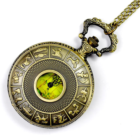 Antique Zodiac Pocket Watch – Vintage Map Design Gift