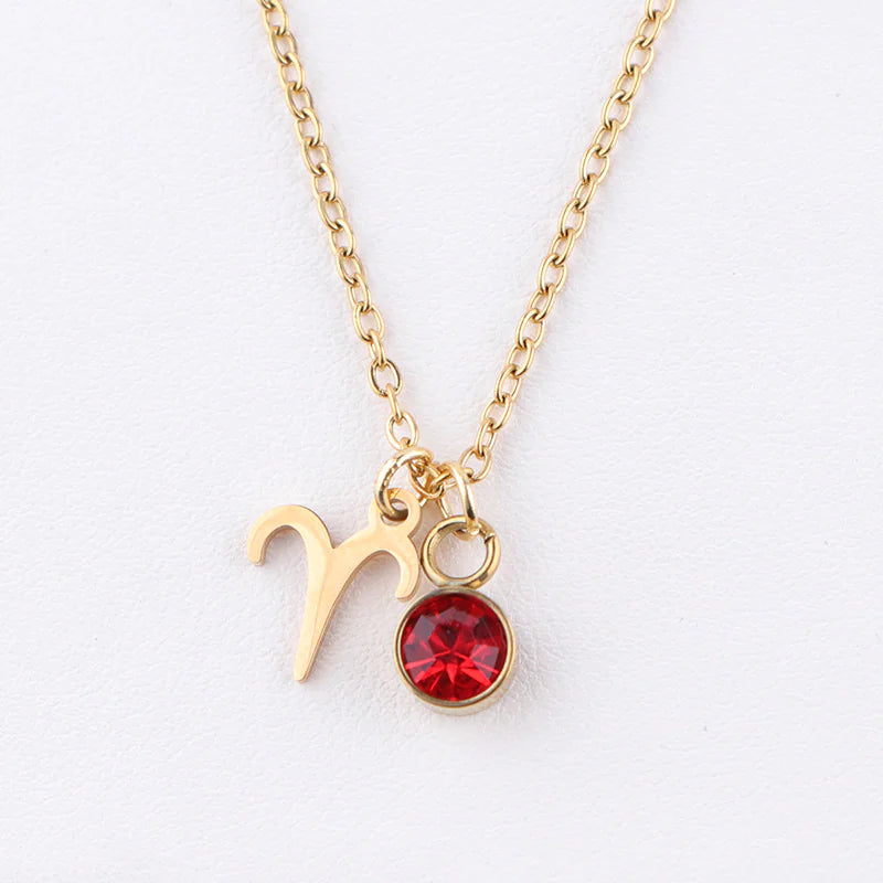 Zodiac Birthstone Necklace – Gold Astrology Gift ✨