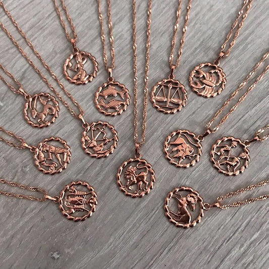Fortune Zodiac Necklace – Bold Copper Astrological Charm 🔮