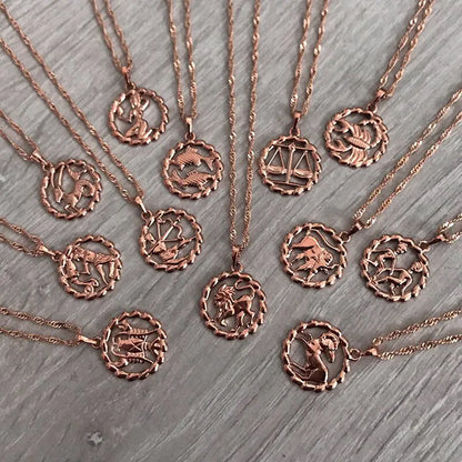 Fortune Zodiac Necklace – Bold Copper Astrological Charm 🔮