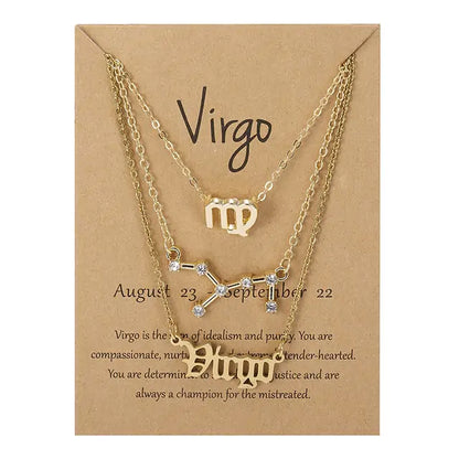 Zodiac Sign Necklace – 12 Astrology Pendants with Card ✨