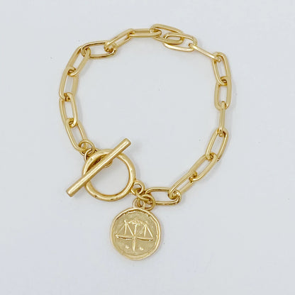 Zodiac Charm Bracelet – Gold Chain Astrology Gift ✨