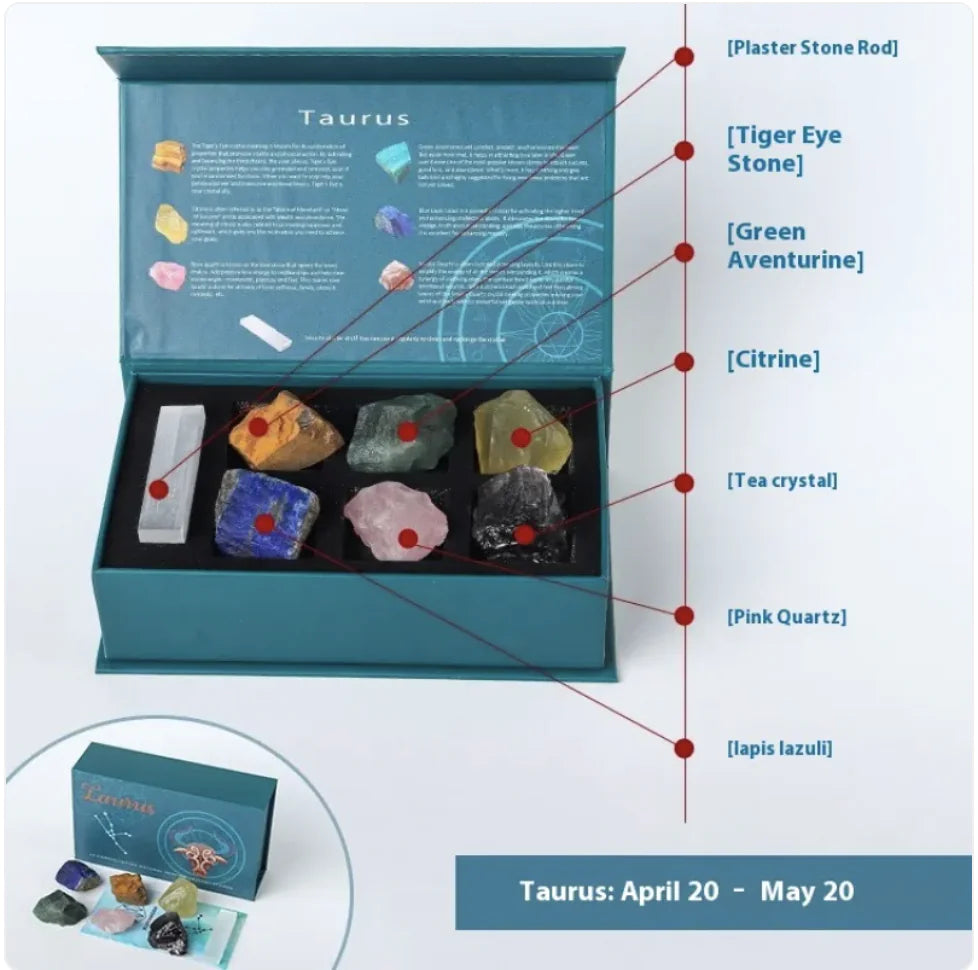 Zodiac Crystal Stone Set – 12 Sign Healing Gift Box ✨