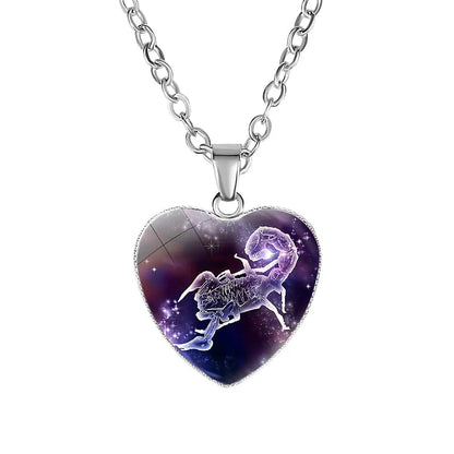 Zodiac Heart Pendant Necklace – Romantic Gift for Her ♡