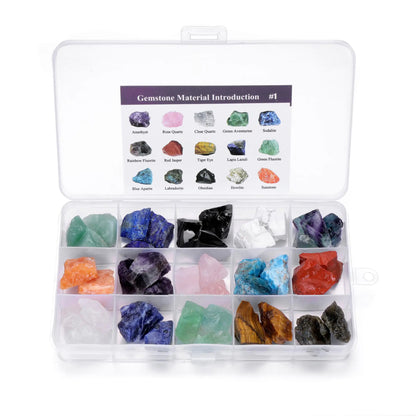 Raw Healing Crystals Box – 15 Stones for Chakra & Reiki
