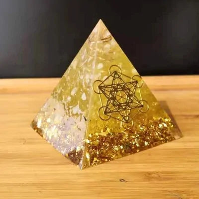 Tree of Life Orgonite Pyramid – Amethyst & Peridot Power