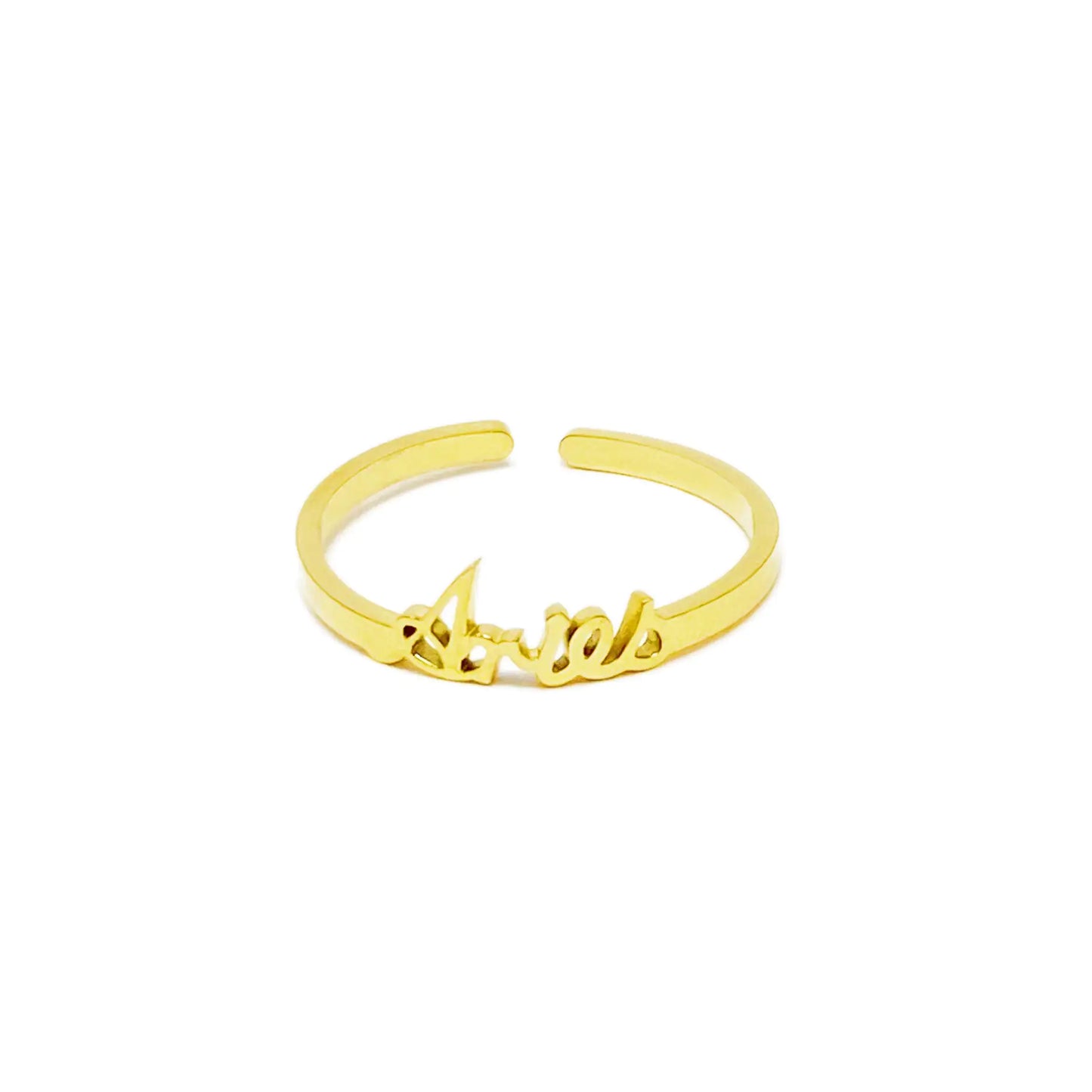 Scripted Zodiac Ring – Adjustable 18K Gold Astrology Band ♍