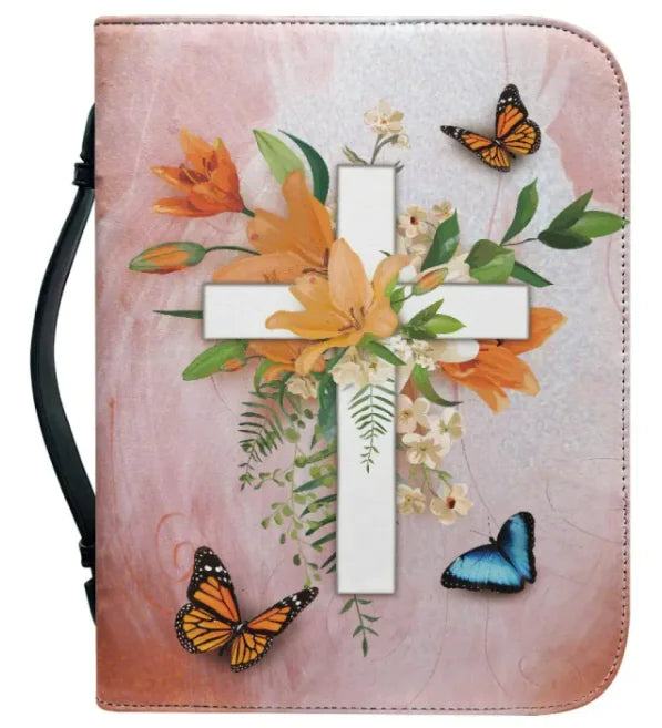 Spiritual Book Protection Bag – Cross & Sunflower Design