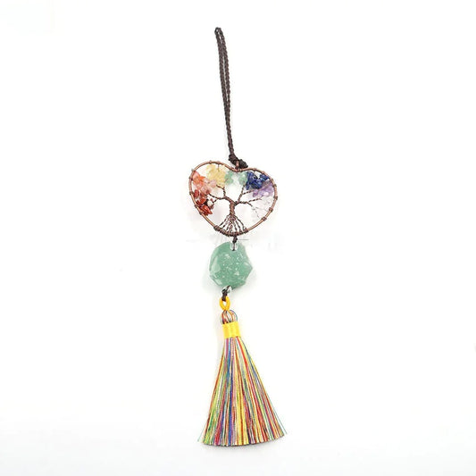 Colorful Natural Crystal Chakra Tree Pendant – Energy Healing