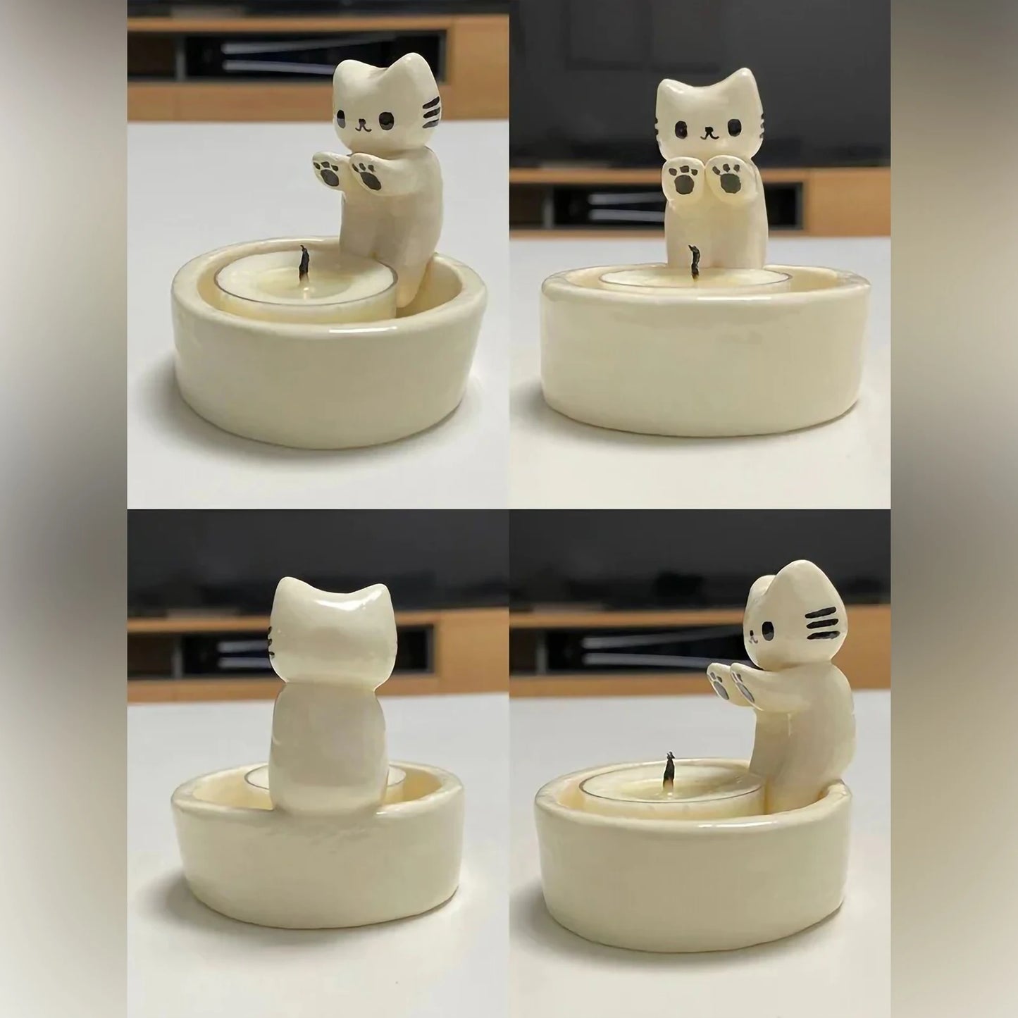 Kitten Candle Holder – Cute Aromatherapy Cat Decor 🕯️