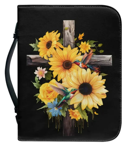 Spiritual Book Protection Bag – Cross & Sunflower Design
