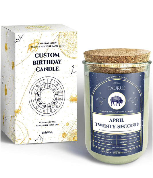 April 22 Zodiac Candle – Astrology Soy Wax Gift 🎂♉