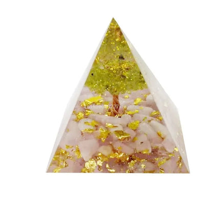 Tree of Life Orgonite Pyramid – Amethyst & Peridot Power