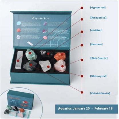 Zodiac Crystal Stone Set – 12 Sign Healing Gift Box ✨