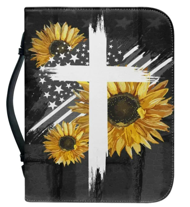 Spiritual Book Protection Bag – Cross & Sunflower Design