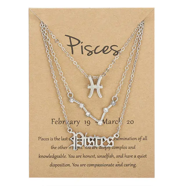 Zodiac Sign Necklace – 12 Astrology Pendants with Card ✨