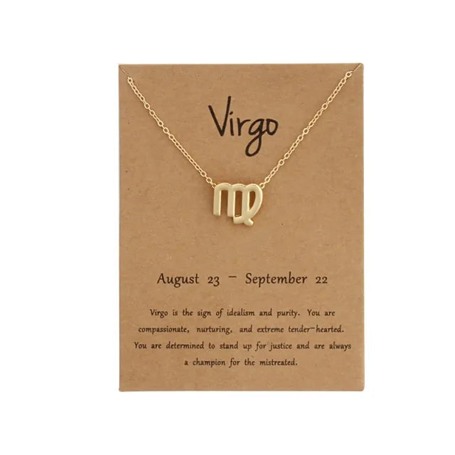 Gold Zodiac Pendant Necklace – Choose Your Star Sign ✨
